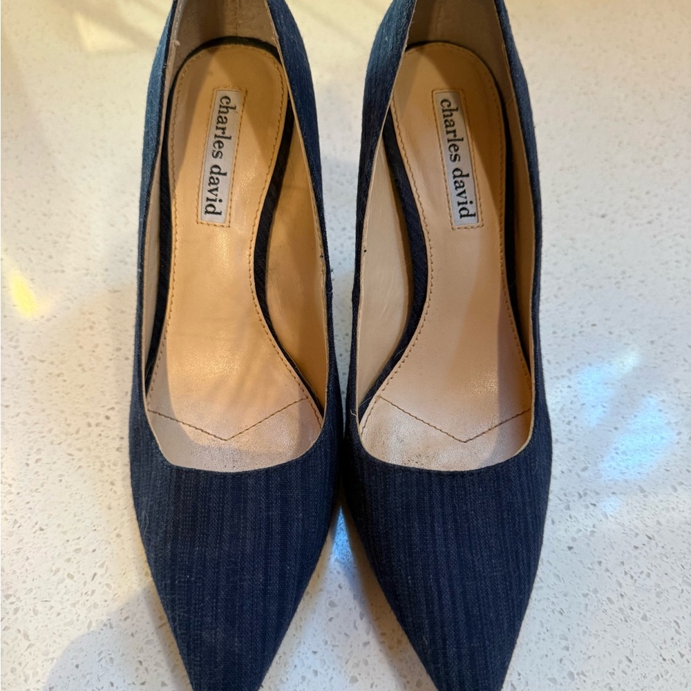 Charles David navy blue fabric heels